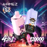Airmez FOX 4-in-1 120K Jednorazová E-Cigareta – 120 000 Potiahnutí, 4 Príchute v Jednom Zariadení