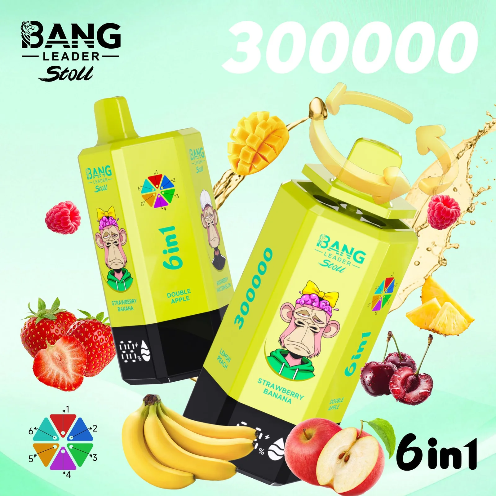 BANG LEADER STOLL 300K Puffs – 6 v 1 Príchute | Ultra Výkonný Nabíjateľný Disposable Vape pre Veľkoobchod – Obrázok 4