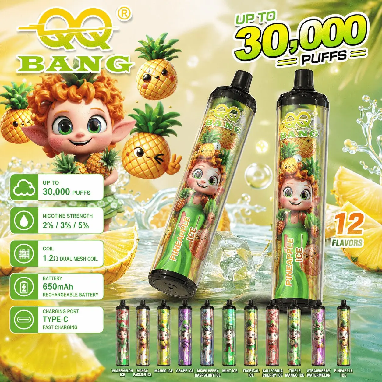 qq-bang-30000-30k-puffs-main-image QQ Bang 30 000 potiahnutí – jednorazový vaporizér Crystal Pen | Štýlový zážitok z vapovania s 30K potiahnutiami – Obrázok 1