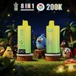 Dve neónovozelené zariadenia Bang King 200K 8 v 1 v nočnom lese
