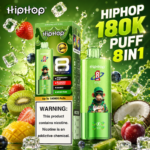 Zelený Hiphop 180K Puff 8 v 1 s kiwi, jahodami, kokosom a ďalším ovocím