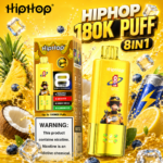 Žltý Hiphop 180K Puff 8 v 1 s ananásom, kokosom, limetkou a energetickým nápojom