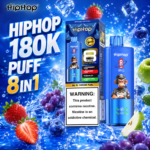 Modrý Hiphop 180K Puff 8 v 1 s jablkom, hroznom a jahodami
