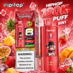 Červený Hiphop 180K Puff 8 v 1 s ananásom, marakujou, mangom a jahodami