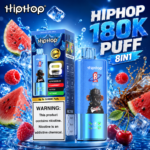 Modrý Hiphop 180K Puff 8 v 1 s vodným melónom, malinami a čerešňami
