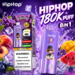Fialový Hiphop 180K Puff 8 v 1 s hroznom, broskyňou, mangom a melónom