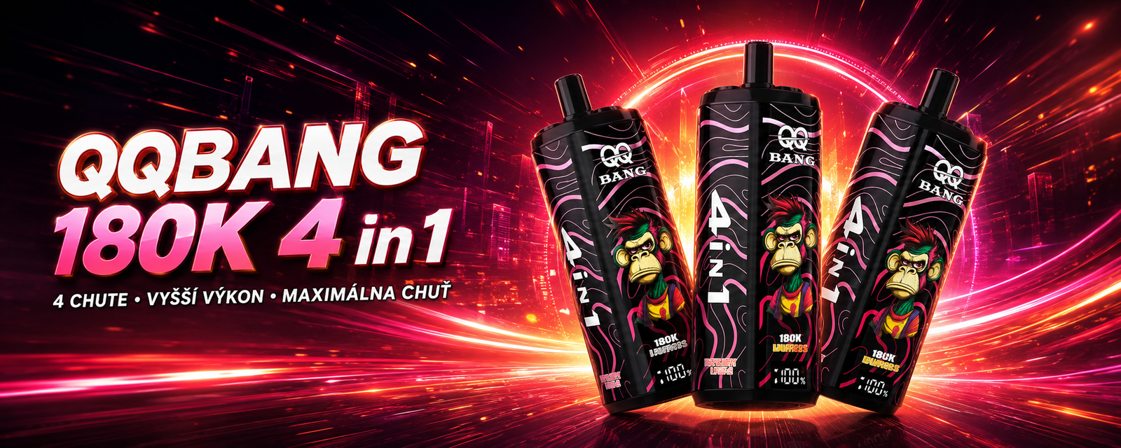 Reklamný banner QQBang 180K 4 v 1 so štyrmi farebnými zariadeniami