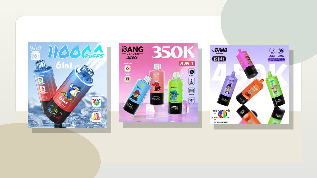 Bang Leader 110K, 350K a 450K reálne produktové obrázky pre porovnanie vape modelov