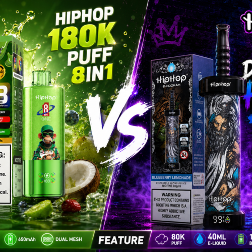 Porovnanie Hiphop 180K Puff 8in1 a Hiphop Disposable Hookah 80K