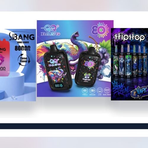 80K vape kontrolný zoznam s reálnymi produktovými obrázkami Bang Leader, QQ Bang a HIPHOP